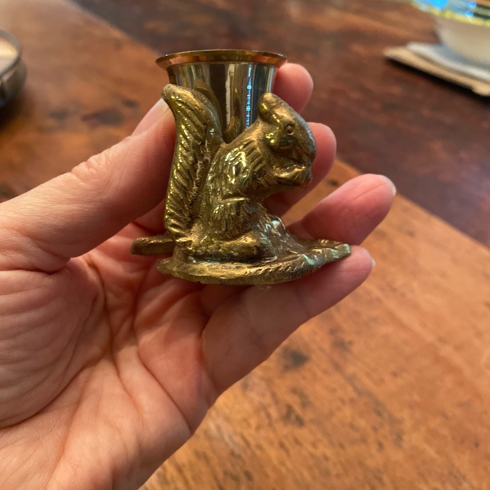 Charming Brass Squirrel Candle Holder Accent - Picture 2 of 6